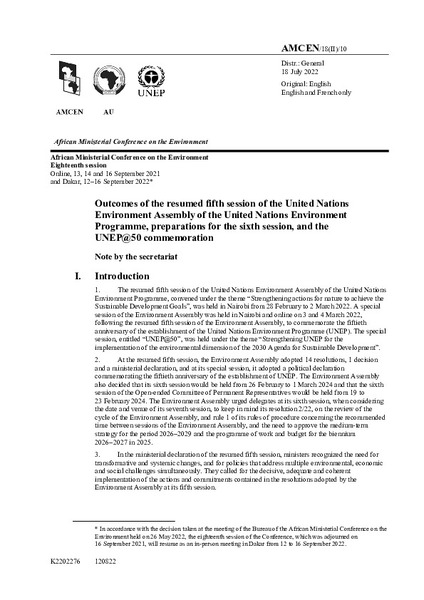 Outcomes Of The Resumed Fifth Session Of The United Nations Environment